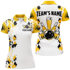 Maxcorners Personalized Beer Bowling Team Jerseys Unisex Polo Bowling Shirt For Men Women