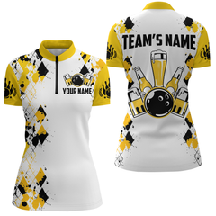 Maxcorners Personalized Beer Bowling Team Jerseys Unisex Polo Bowling Shirt For Men Women
