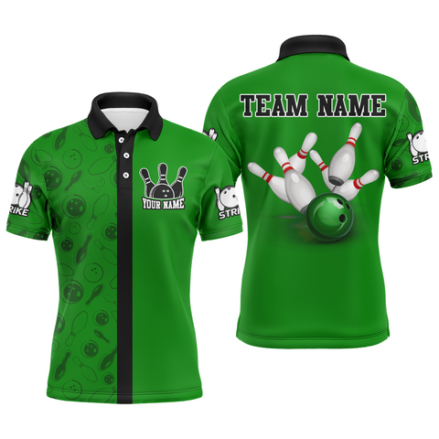 Maxcorners Green Bowling Pattern Customized Name And Team Name 3D Shirt