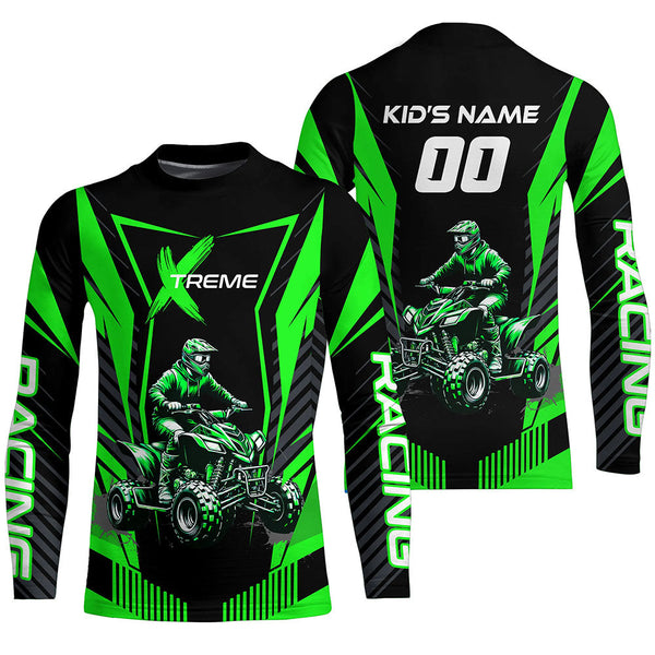 Maxcorners Green ATV Motocross Jersey Men Youth Upf30+ Custom Quad Bike Shirt Boys Girls Extreme Off-Road PDT898 MT2809