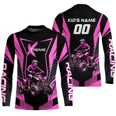 Maxcorners Pink ATV Motocross Jersey Men Youth Upf30+ Custom Quad Bike Shirt Boys Girls Extreme Off-Road PDT898 MT2809