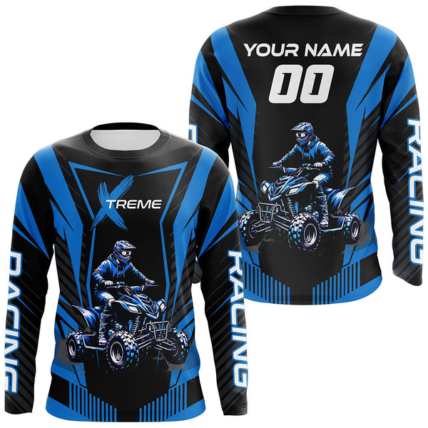 Maxcorners Blue ATV Motocross Jersey Men Youth Upf30+ Custom Quad Bike Shirt Boys Girls Extreme Off-Road PDT898 MT2809