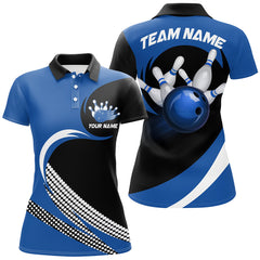Maxcorners Personalized Blue Bowling Shirts Custom Bowling Team Jersey Polo Bowling Shirts