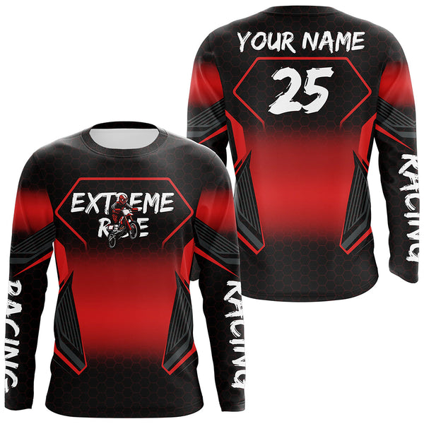 Maxcorners Custom Motocross Jersey Kid Men Women Upf30+ Red Dirt Bike Shirt MX Off-Road Rider Motorcycle MT2809