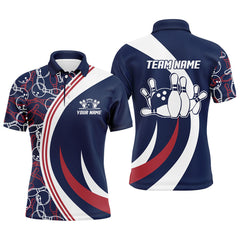 Maxcorners Blue&Red Bowling Gifts for Men Team with Name Polo & 1/4 Zip