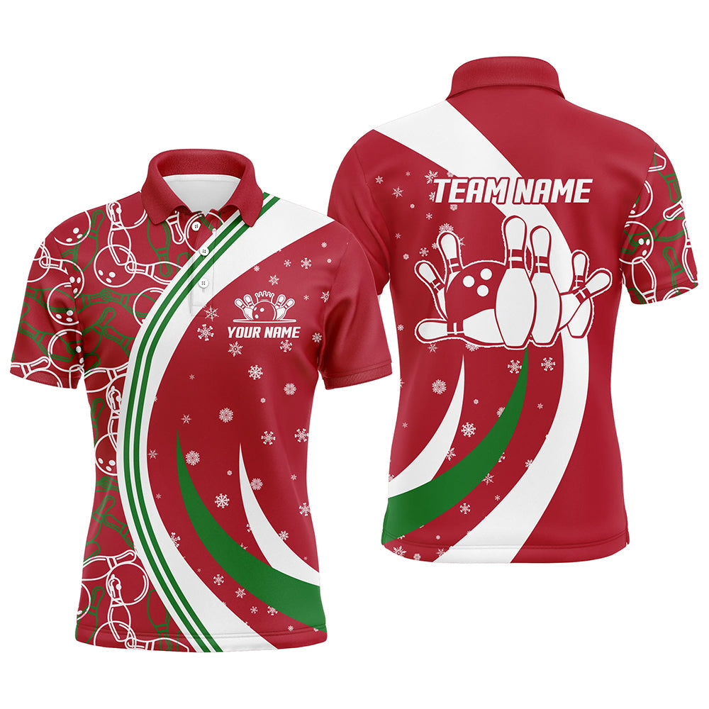 Maxcorners Christmas Bowling Team League Multicolor Option Customized Name 3D Shirt