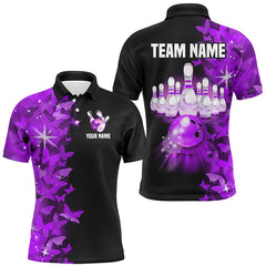 Maxcorners Butterfly Bowling Polo Shirts For Men Women Custom Bowling Jersey Team