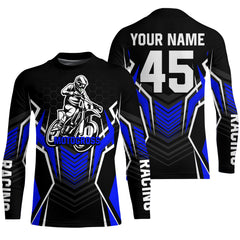 Maxcorners Blue Motocross Jersey Men Women Kid Upf30+ Custom Dirt Bike Shirt Off-Road Jersey Boys Girls MT2809