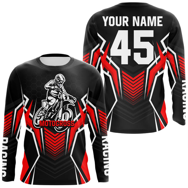 Maxcorners Red Motocross Jersey Men Women Kid Upf30+ Custom Dirt Bike Shirt Off-Road Jersey Boys Girls MT2809