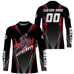 Maxcorners Personalized Red Motocross Jersey Kid&Adult Upf30+ Dirt Bike Shirt Off-Road Motorcycle Racing MT2709