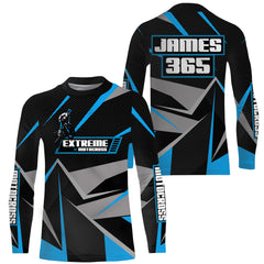 Maxcorners Blue Motocross Racing Jersey Men Women Kid UPF30+ Custom Dirt Bike Shirt Off-Road Motorcycle MT2709