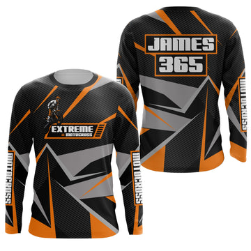 Maxcorners Orange Motocross Racing Jersey Men Women Kid UPF30+ Custom Dirt Bike Shirt Off-Road Motorcycle MT2709
