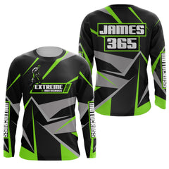 Maxcorners Green Motocross Racing Jersey Men Women Kid UPF30+ Custom Dirt Bike Shirt Off-Road Motorcycle MT2709