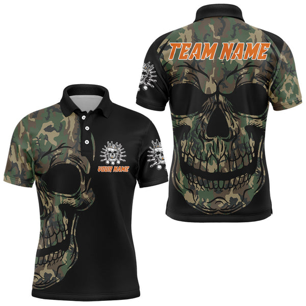 Maxcorners Camo Skull Bowling Customized Name And Team Name 3D Shirt