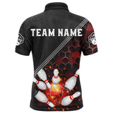 Maxcorners Red&Black Flame Bowling Customized Name And Team Name 3D Shirt