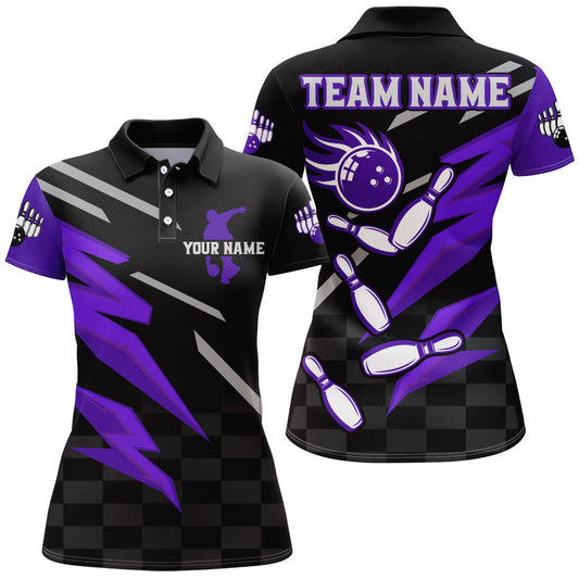 Maxcorners Bowling And Pins Multicolor Option Customized Name 3D Shirt For Women