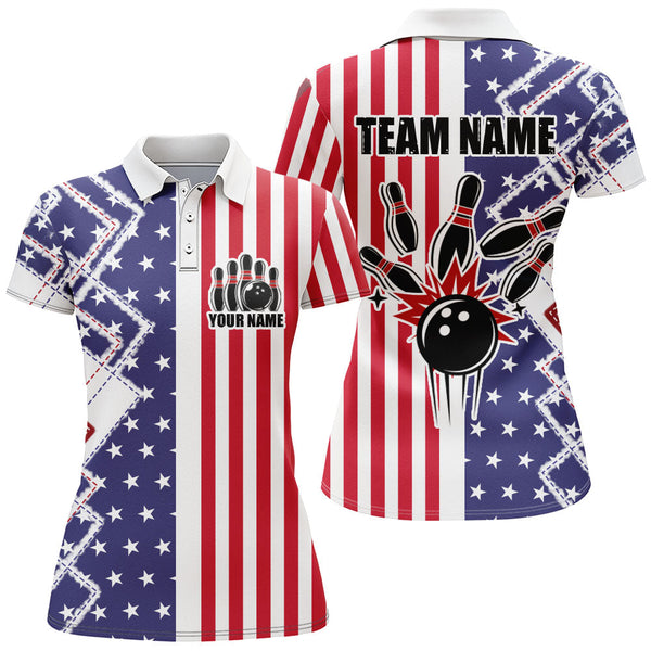 Maxcorners Bowling And Pins Customized Name 3D Shirt For Women