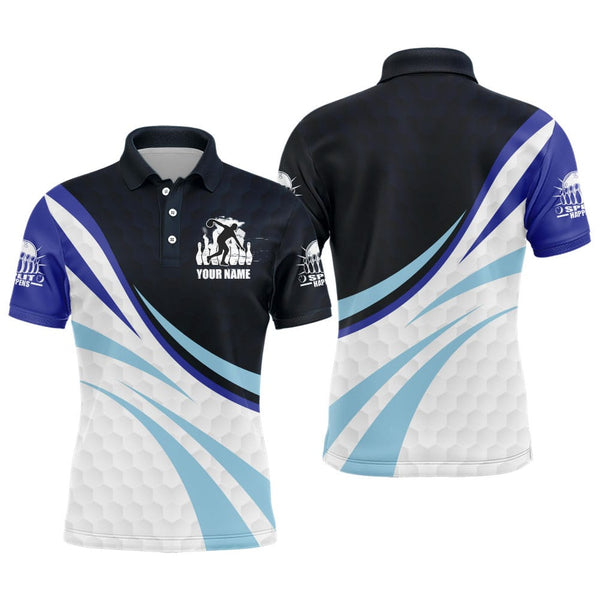 Maxcorners Black&Blue Bowling Customized Name 3D Shirt