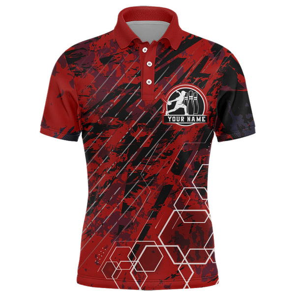 Maxcorners Black&Red Bowling Customized Name And Team Name 3D Shirt