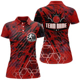 Maxcorners Custom Black&Red King Crown Bowling Shirt For Men Personalized Bowling Team Jersey Bowling Polo Shirt