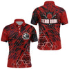 Maxcorners Custom Black&Red King Crown Bowling Shirt For Men Personalized Bowling Team Jersey Bowling Polo Shirt