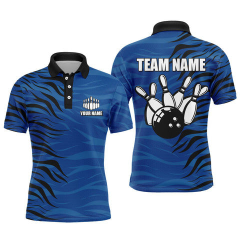 Maxcorners Blue Bowling Customized Name And Team Name 3D Shirt