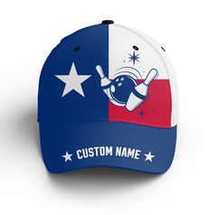 Macorners Texas Flag Bowling Hat Custom Name Bowling Cap For Team Personalized Bowling Cap