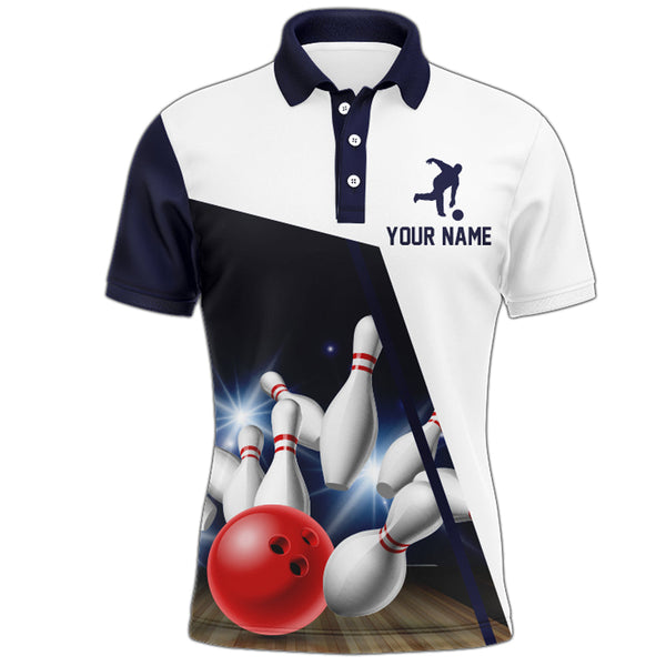 Maxcorners Navy Bowling Customized Name And Team Name 3D Shirt