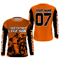 Maxcorners Like Father Like Son Dirt Bike Shirt UPF30+ Personalized Motocross Jersey Orange MX Racing Racewear LM2809