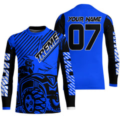 Maxcorners Custom Quad Bike Jersey Kid Men Women Upf30+ Blue ATV Motocross Shirt Extreme Rider PDT841 MT2809