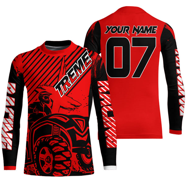 Maxcorners Custom Quad Bike Jersey Kid Men Women Upf30+ Red ATV Motocross Shirt Extreme Rider PDT841 MT2809