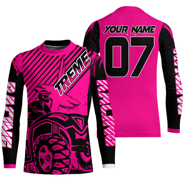 Maxcorners Custom Quad Bike Jersey Kid Men Women Upf30+ Pink ATV Motocross Shirt Extreme Rider PDT841 MT2809