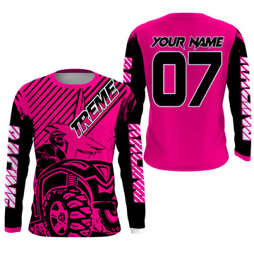 Maxcorners Custom Quad Bike Jersey Kid Men Women Upf30+ Pink ATV Motocross Shirt Extreme Rider PDT841 MT2809