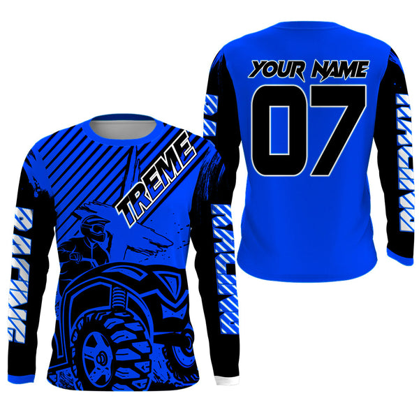 Maxcorners Custom Quad Bike Jersey Kid Men Women Upf30+ Blue ATV Motocross Shirt Extreme Rider PDT841 MT2809