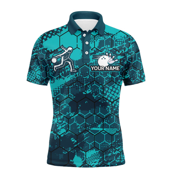 Maxcorners Turquoise Bowling Customized Name And Team Name 3D Shirt