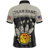 Maxcorners American Flag Bowling Restro Customized Name And Team Name 3D Shirt