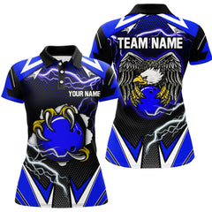 Maxcorners Custom Eagle Bowling Shirts For Men & Women Polo Bowling Team Jerseys | Blue