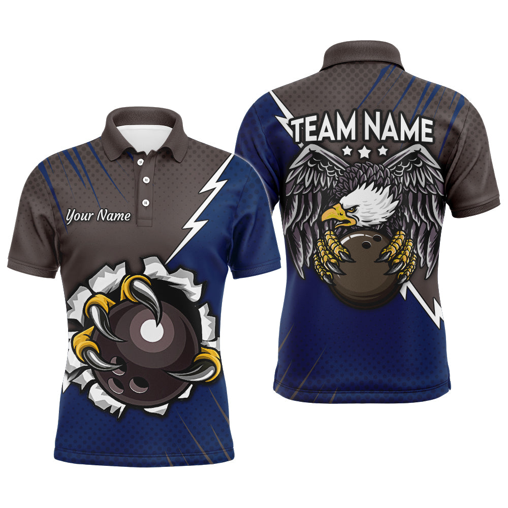 Maxcorners Blue&Brown Eagle Bowling Customized Name And Team Name 3D Shirt