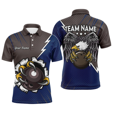 Maxcorners Blue&Brown Eagle Bowling Customized Name And Team Name 3D Shirt