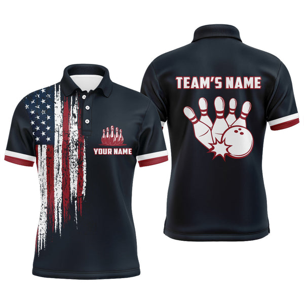 Maxcorners American Flag Bowling Customized Name And Team Name 3D Shirt