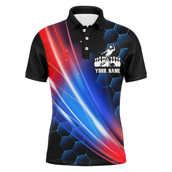 Maxcorners Bowling Black Hexagon Customized Name And Team Name 3D Shirt