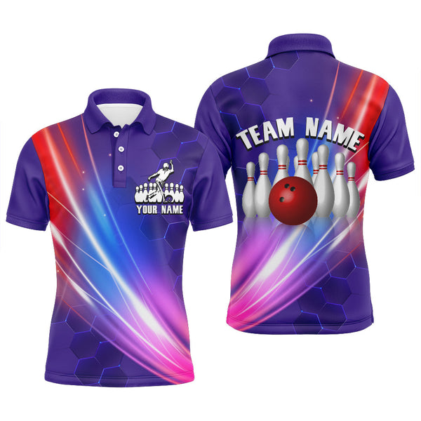 Maxcorners Lightning Purple Bowling Customized Name And Team Name 3D Shirt