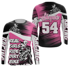 Maxcorners Custom MX Jersey Women Youth UPF30+ Real Girls Ride Dirt Bike Shirt Motocross Off-Road Long Sleeve LM2809