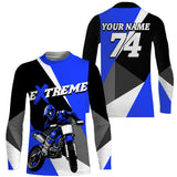 Maxcorners Kid Men Women Dirt Bike Jersey Blue Upf30+ Custom Motocross Shirt Motorcycle Racing MT2809