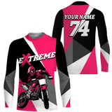 Maxcorners Kid Men Women Dirt Bike Jersey Pink Upf30+ Custom Motocross Shirt Motorcycle Racing MT2809