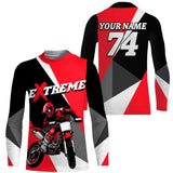 Maxcorners Kid Men Women Dirt Bike Jersey Red Upf30+ Custom Motocross Shirt Motorcycle Racing MT2809