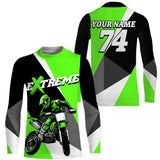 Maxcorners Kid Men Women Dirt Bike Jersey Green Upf30+ Custom Motocross Shirt Motorcycle Racing MT2809