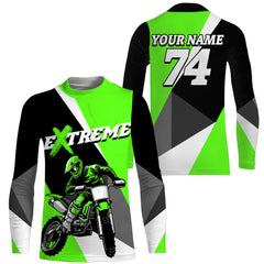 Maxcorners Kid Men Women Dirt Bike Jersey Green Upf30+ Custom Motocross Shirt Motorcycle Racing MT2809