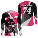 Maxcorners Kid Men Women Dirt Bike Jersey Pink Upf30+ Custom Motocross Shirt Motorcycle Racing MT2809