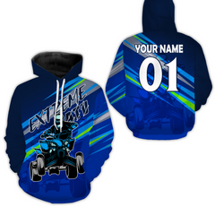 Maxcorners Custom Blue ATV Quad Hoodie Men Women Extreme ATV Motocross Quad Bike Hooded Jersey MT2709
